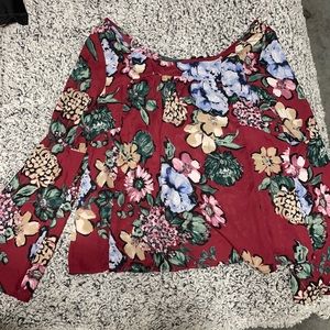 Floral wine red blouse